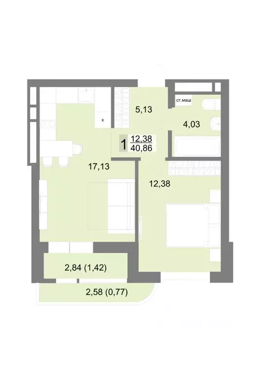 1-к кв. Свердловская область, Екатеринбург ул. Тенистая, 8с5 (40.86 м) - Фото 1