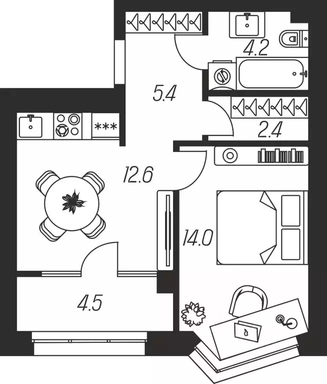 1-к кв. Тульская область, Тула ул. Михеева (43.1 м) - Фото 1