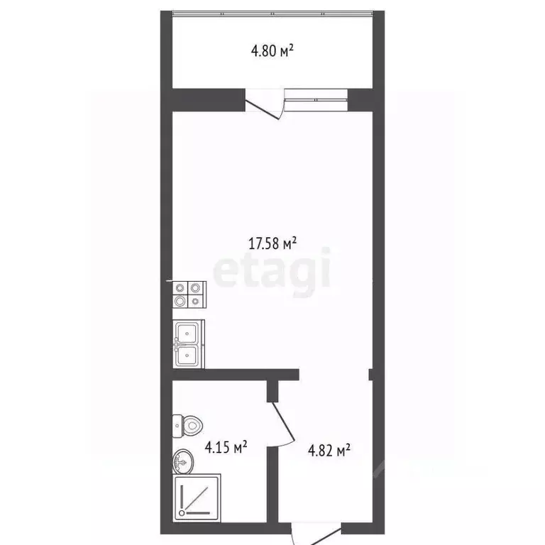 Студия Хабаровский край, Хабаровск ул. Яшина, 75/1 (26.9 м) - Фото 2