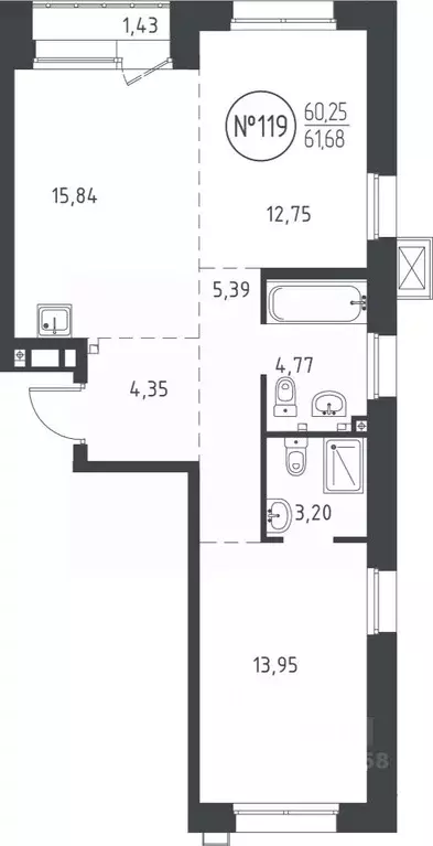 2-к кв. Иркутская область, Иркутск ул. Эдуарда Дьяконова, 9 (61.46 м) - Фото 0
