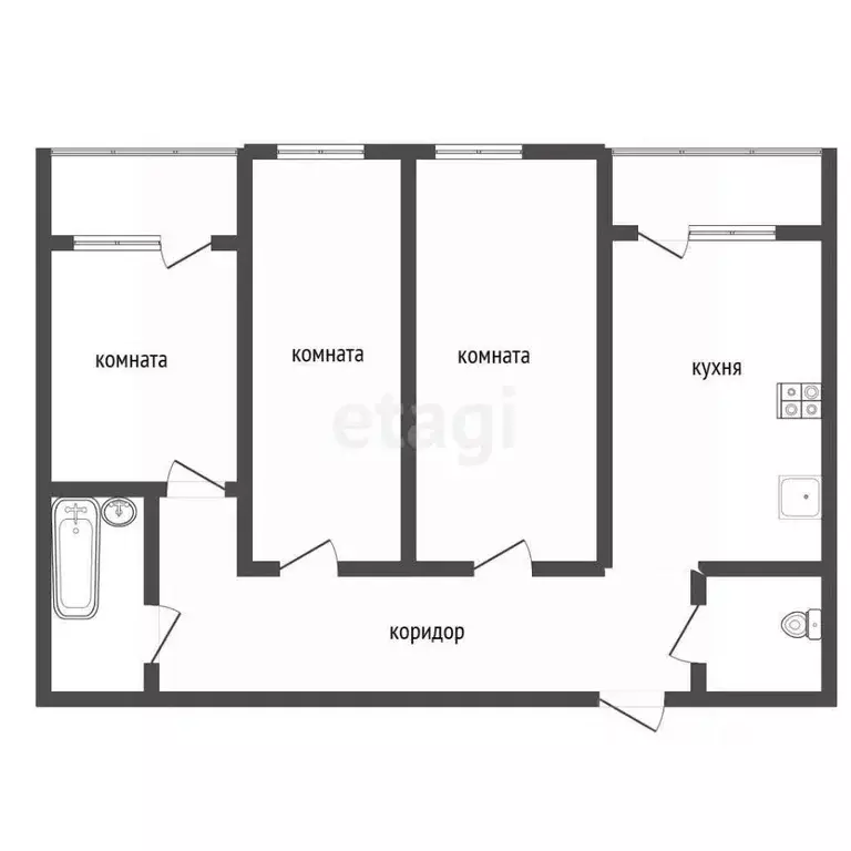 3-к кв. Воронежская область, Семилуки ул. Чайковского, 2 (61.0 м) - Фото 2