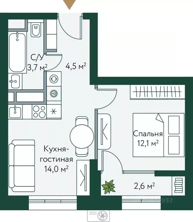 1-к кв. Волгоградская область, Волгоград Новосибирская ул., 74 (36.85 ... - Фото 1