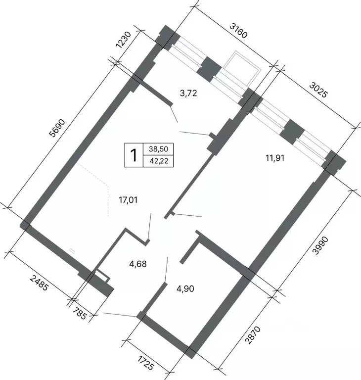 1-к кв. свердловская область, екатеринбург ул. мира, 47/6 (42.22 м) - Фото 1