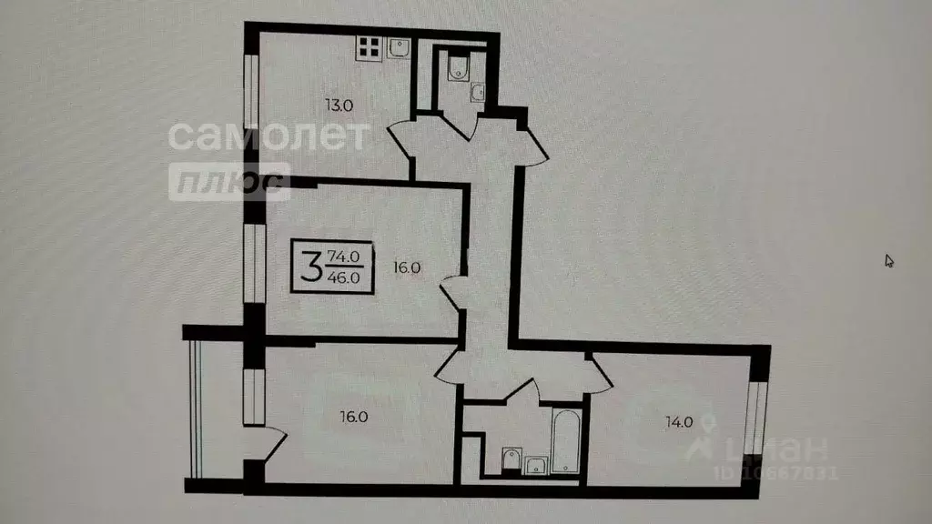 3-к кв. Москва Краснодарская ул., 6 (74.0 м) - Фото 2
