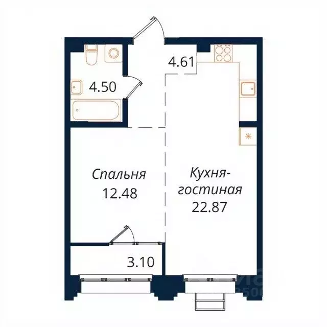 1-к кв. Иркутская область, Иркутск Байкальская ул., 246Б (46.9 м) - Фото 1