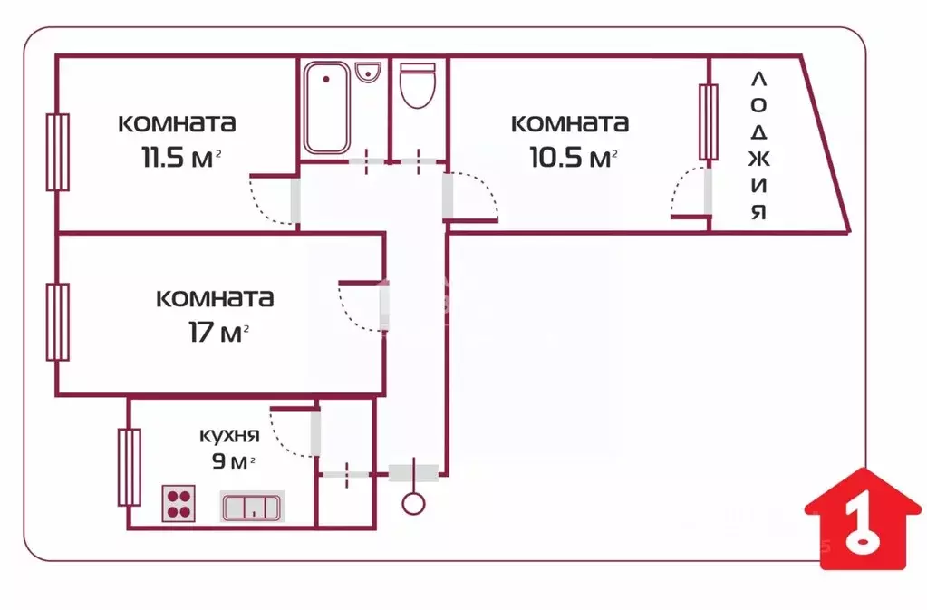 3-к кв. Омская область, Омск Московка-2 мкр, ул. Молодова, 20 (63.0 м) - Фото 1