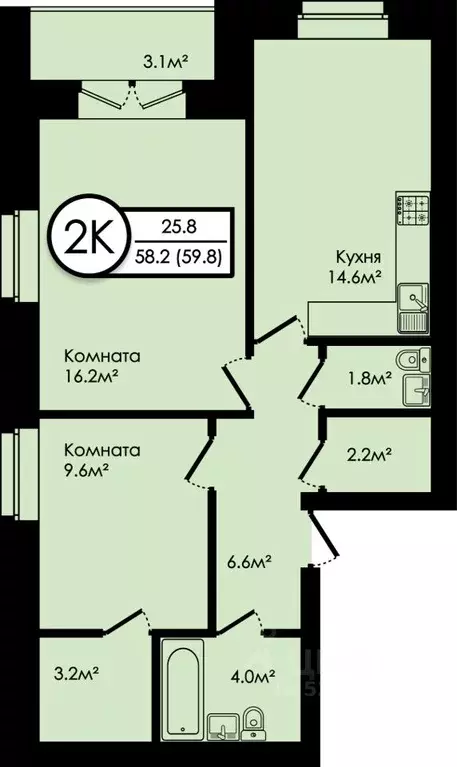 2-к кв. Ярославская область, Ярославский муниципальный округ, д. ... - Фото 0