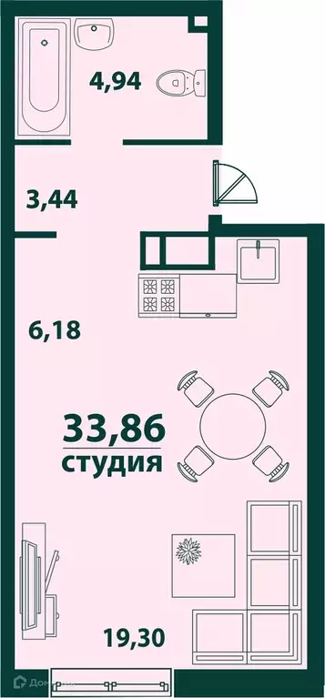 Продаётся 1-к квартира, 33.86 м - Фото 0