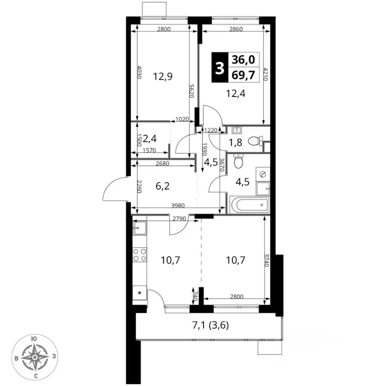 3-к кв. Московская область, Химки Подрезково мкр, 1-й Шереметьевский ... - Фото 1