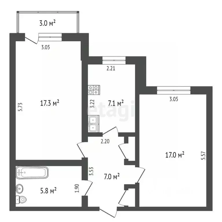 2-к кв. Тюменская область, Ишим Иркутская ул. (55.5 м) - Фото 1