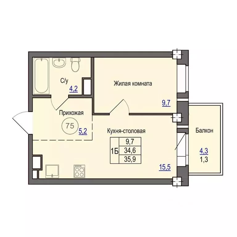 1-к кв. Псковская область, Псковский район, Завеличенская волость, д. ... - Фото 1