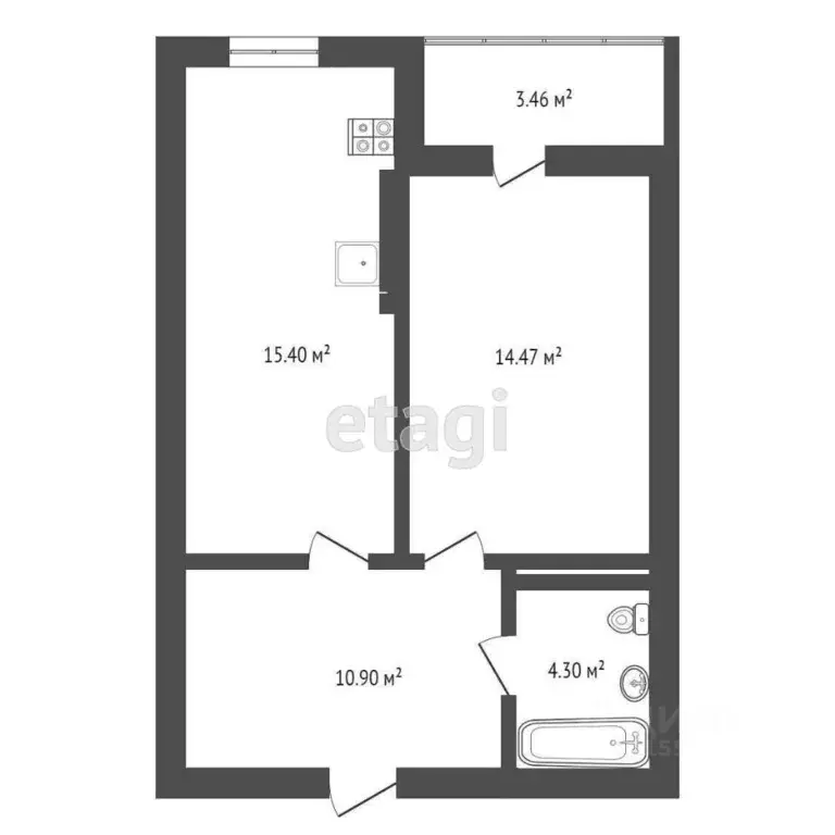 1-к кв. Самарская область, Самара Запорожская ул., 22 (45.7 м) - Фото 1