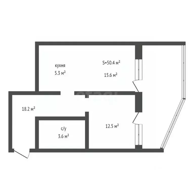 2-к кв. Алтайский край, Барнаул Интернациональная ул., 101 (50.2 м) - Фото 2