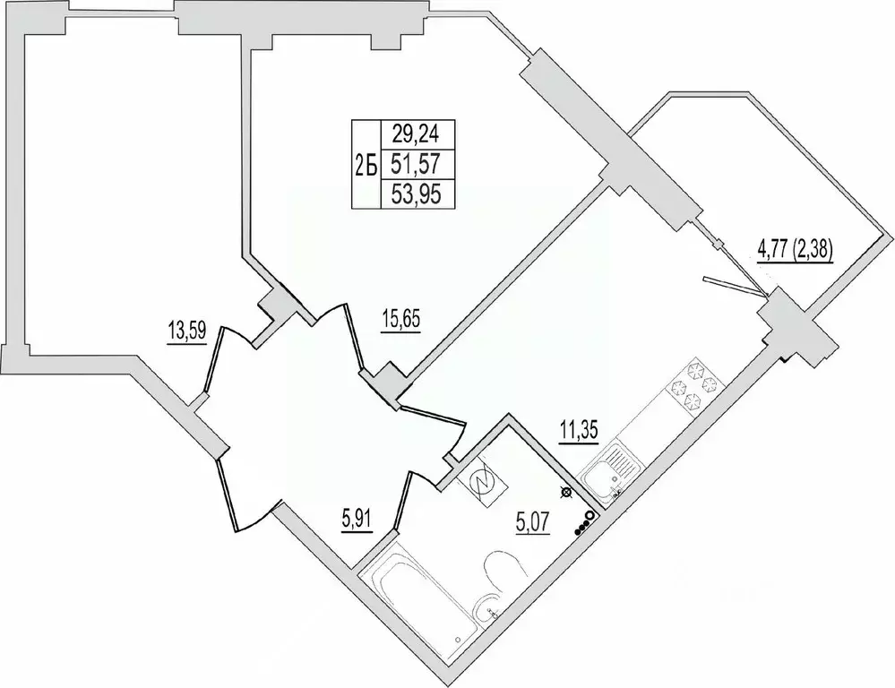 2-к кв. Псковская область, Псков Линейная ул., 87 (53.95 м) - Фото 0