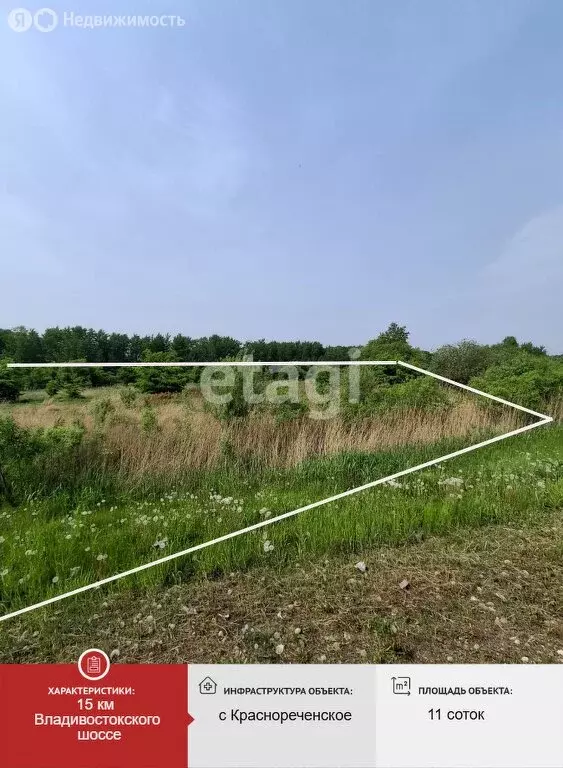 Участок в Хабаровский район, село Краснореченское (11.7 м) - Фото 1