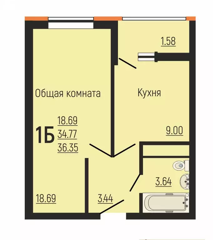 1-комнатная квартира: Краснодар, Прикубанский внутригородской округ, ... - Фото 0