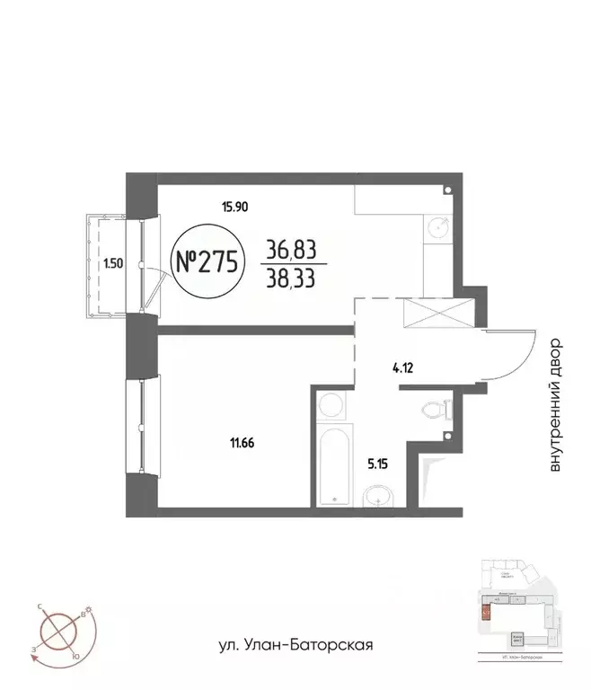 1-к кв. Иркутская область, Иркутск Макс жилой комплекс (38.33 м) - Фото 0
