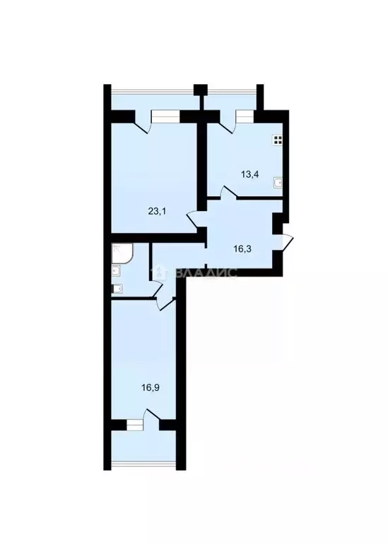 2-к кв. Владимирская область, Владимир ул. Соколова-Соколенка, 3 (74.3 ... - Фото 1