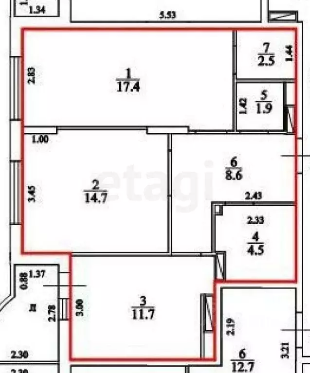 2-к кв. Ульяновская область, Ульяновск пер. Суворова, 27 (61.3 м) - Фото 1