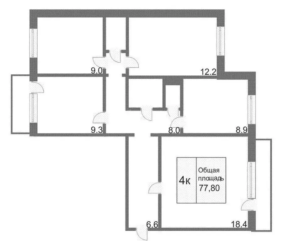 4-комнатная квартира: Кемерово, Октябрьский проспект, 82 (73.8 м) - Фото 1