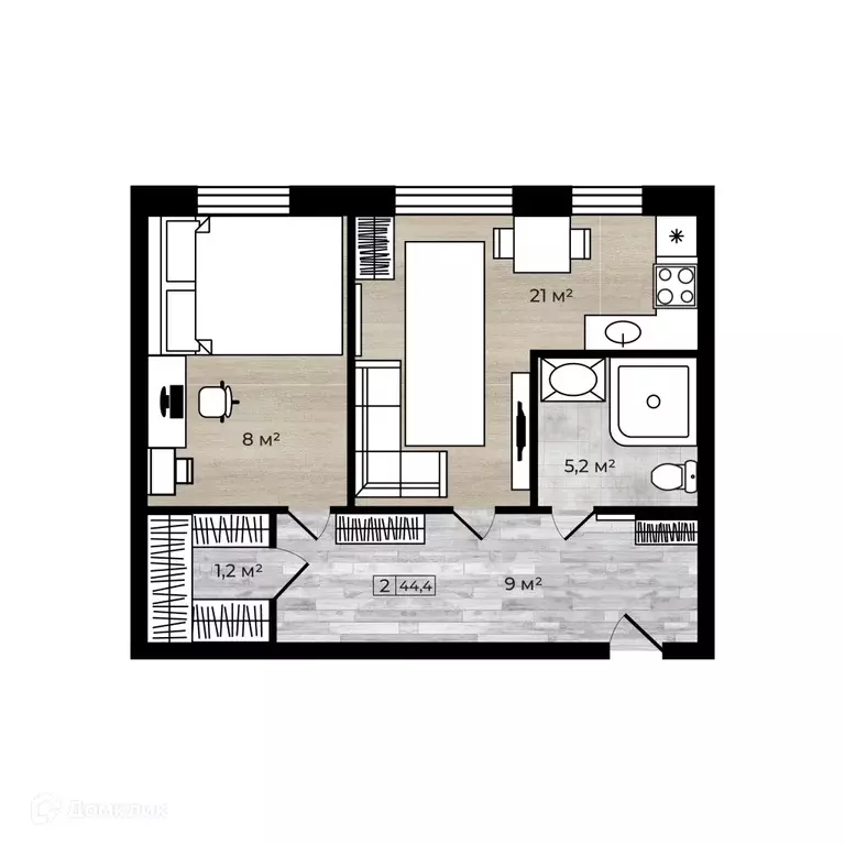 Продаётся 2-к квартира, 44.4 м - Фото 1