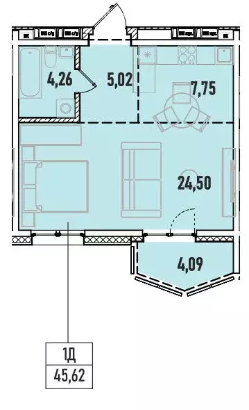 1-комнатная квартира: Иркутск, Донская улица, 5Г (45.62 м) - Фото 0