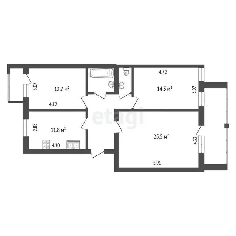 3-к кв. Томская область, Томск ул. Гоголя, 40 (87.4 м) - Фото 1