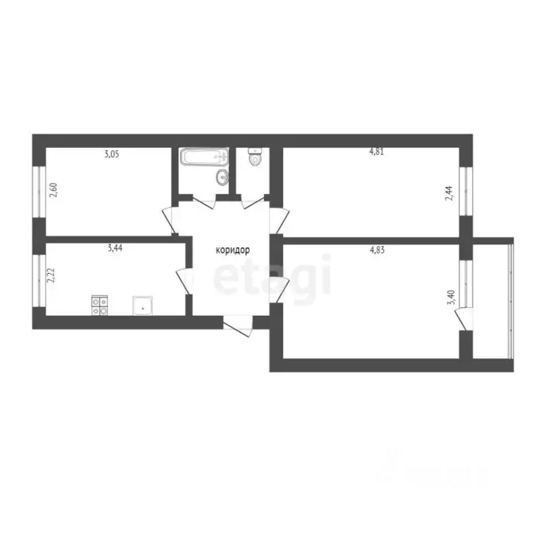 3-к кв. Тюменская область, Тюмень ул. Щербакова, 86 (60.0 м) - Фото 1