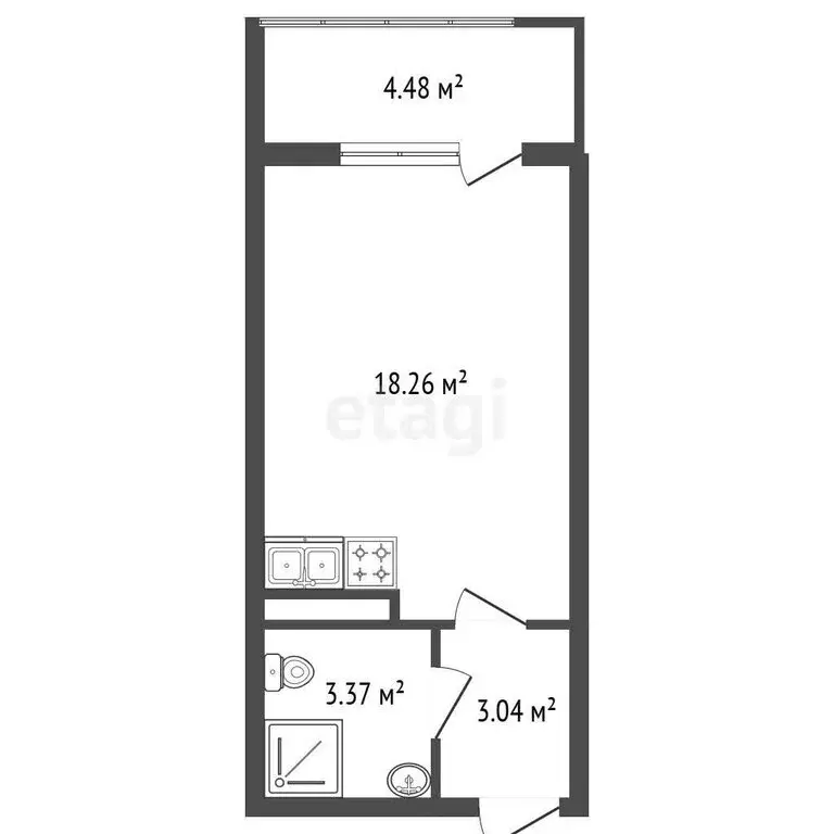 Квартира-студия: Санкт-Петербург, Уральская улица, 25 (27 м) - Фото 1