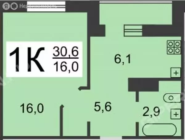 1-комнатная квартира: нижний новгород, улица спутника, 34 (28.1 м) - Фото 1