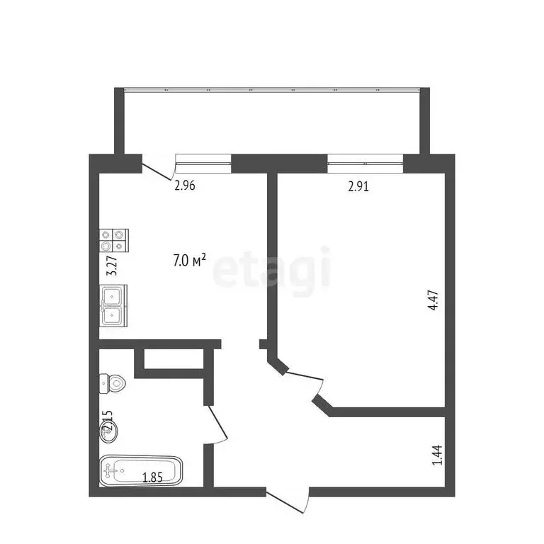 1-комнатная квартира: Тобольск, 15-й микрорайон, 42 (40 м) - Фото 0