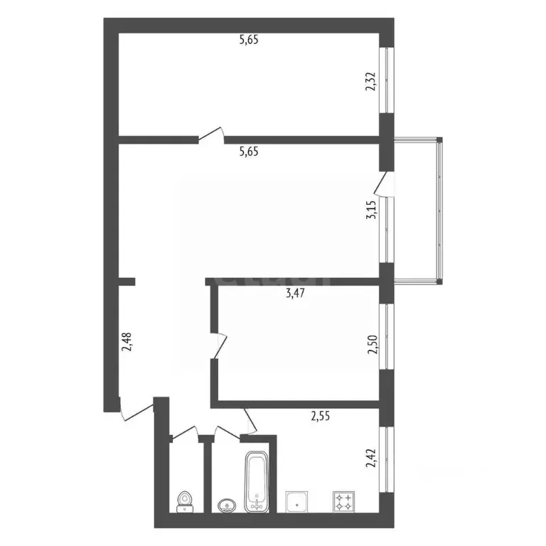 3-к кв. Амурская область, Благовещенск Театральная ул., 35 (56.5 м) - Фото 1