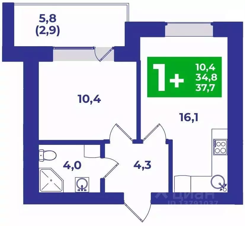 1-к кв. Башкортостан, Стерлитамакский район, Отрадовский сельсовет, с. ... - Фото 1