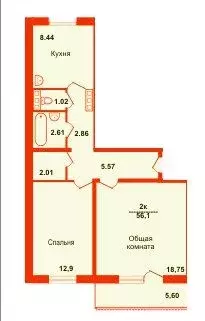 2-к кв. Алтайский край, Барнаул ул. Сергея Семенова, 15 (53.0 м) - Фото 0