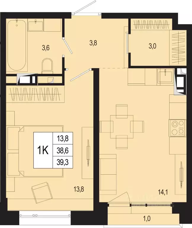 1-к кв. Московская область, Подольск городской округ, д. Борисовка ... - Фото 1