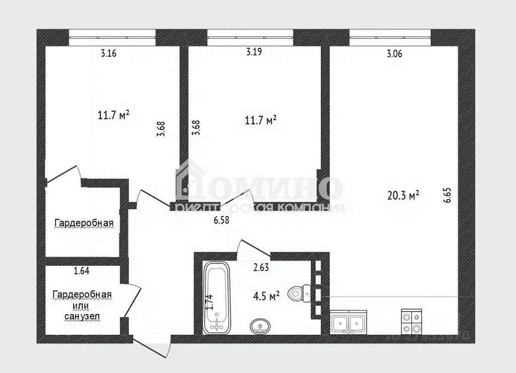 2-к кв. Тюменская область, Тюмень ул. Стройотрядовская, 16 (60.6 м) - Фото 2