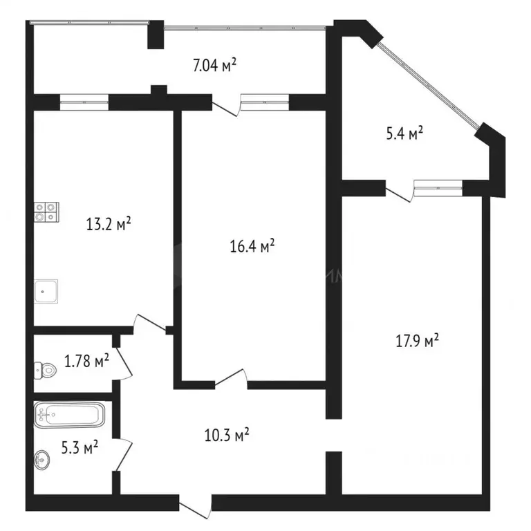 2-к кв. Тюменская область, Тюмень ул. Самарцева, 3 (62.0 м) - Фото 1