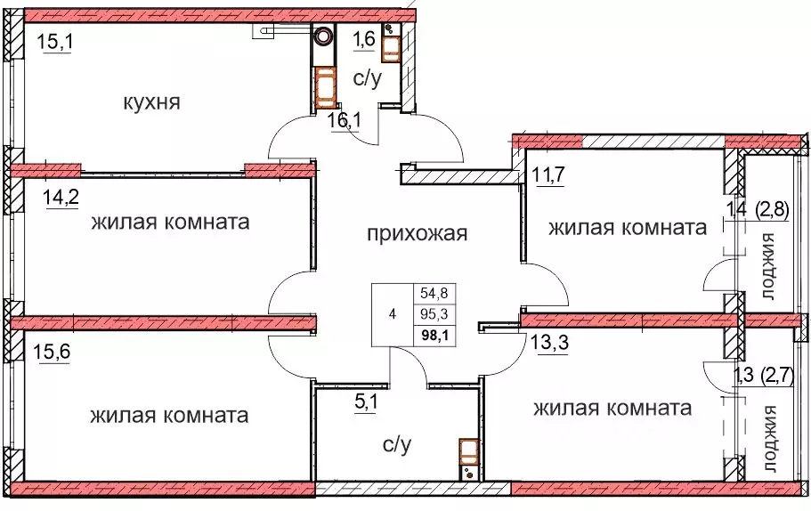 4-к кв. Нижегородская область, Дзержинск Комсомольский мкр,  (95.3 м) - Фото 0