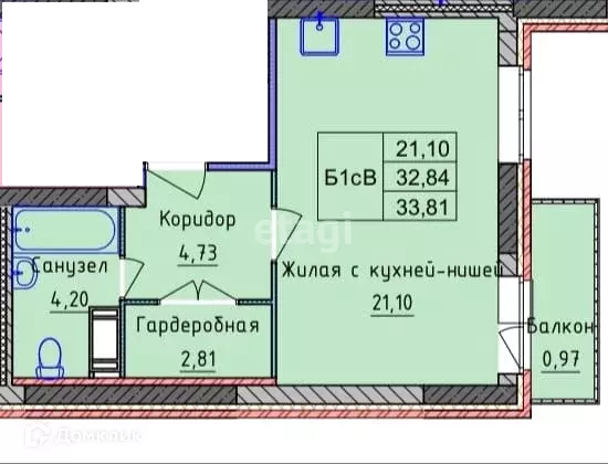 Продаётся 1-к квартира, 34 м - Фото 1
