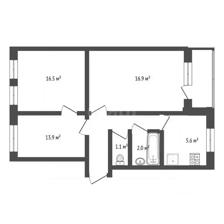 3-к кв. Башкортостан, Стерлитамак ул. Имая Насыри, 13 (61.6 м) - Фото 2