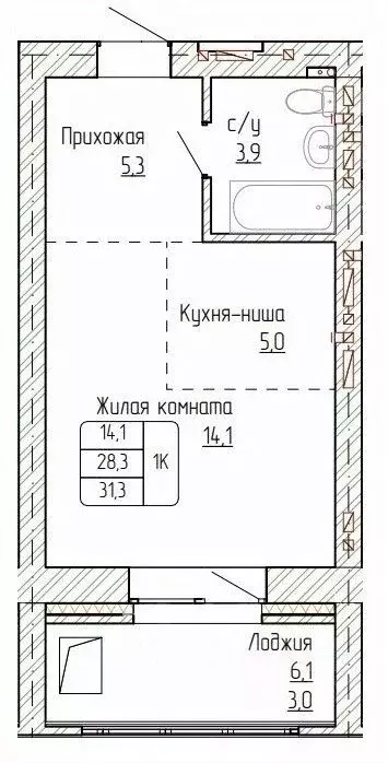 1-к кв. Алтайский край, Новоалтайск ул. Титова, 6 (31.3 м) - Фото 0