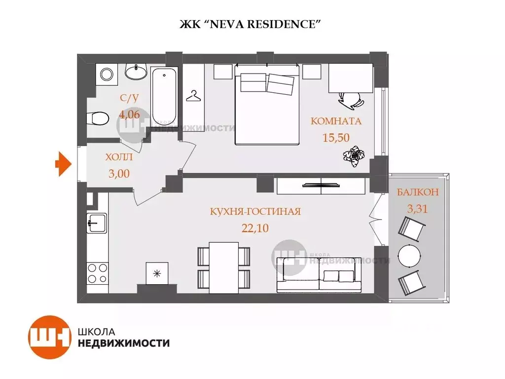 1-к кв. Санкт-Петербург Ремесленная ул., 15 (45.6 м) - Фото 0