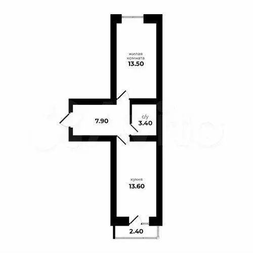 1-к. квартира, 38,4 м, 2/5 эт. - Фото 1