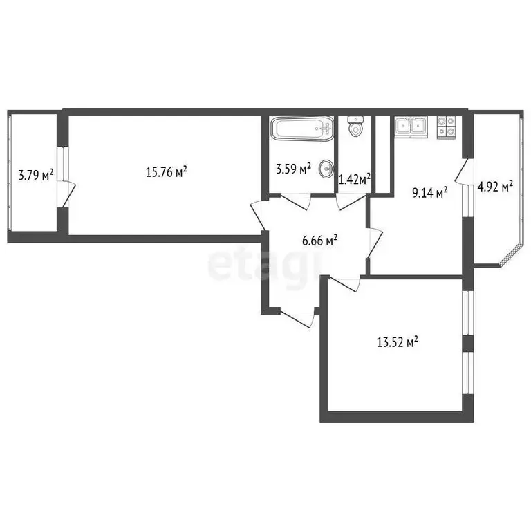 2-комнатная квартира: Бугры, Воронцовский бульвар, 11к1 (49.9 м) - Фото 0