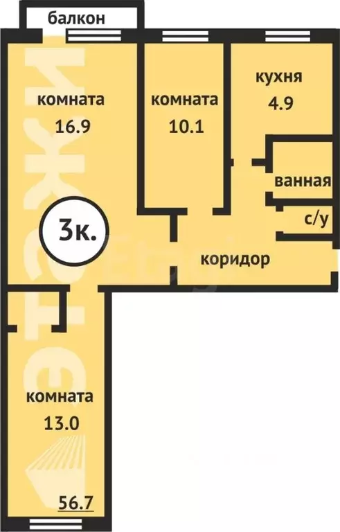 3-к кв. Крым, Армянск ул. Иванищева, 17 (60.0 м) - Фото 1