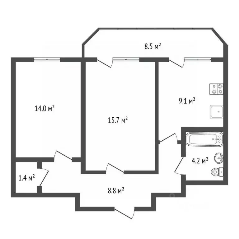 2-к кв. Воронежская область, Воронеж Московский просп., 126 (56.0 м) - Фото 2