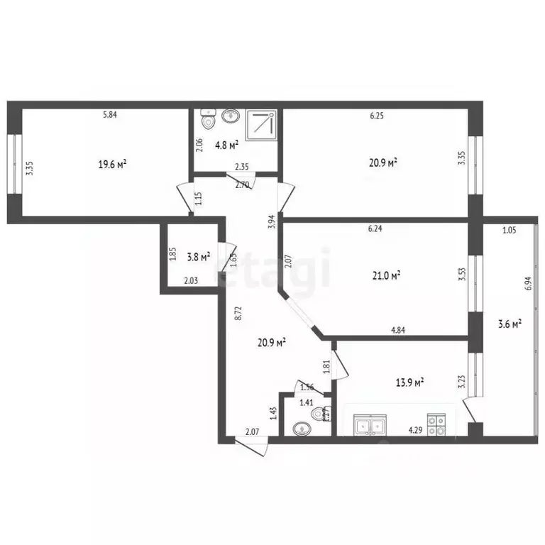 3-к кв. Забайкальский край, Чита ул. Бутина, 115к1 (110.3 м) - Фото 2
