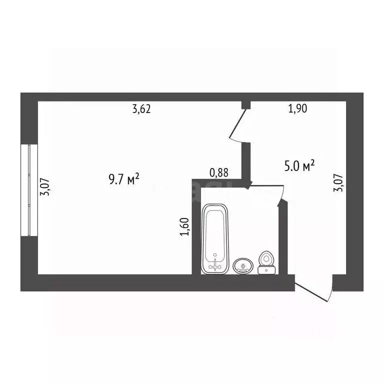 Студия Амурская область, Благовещенск Пролетарская ул., 95 (16.8 м) - Фото 2
