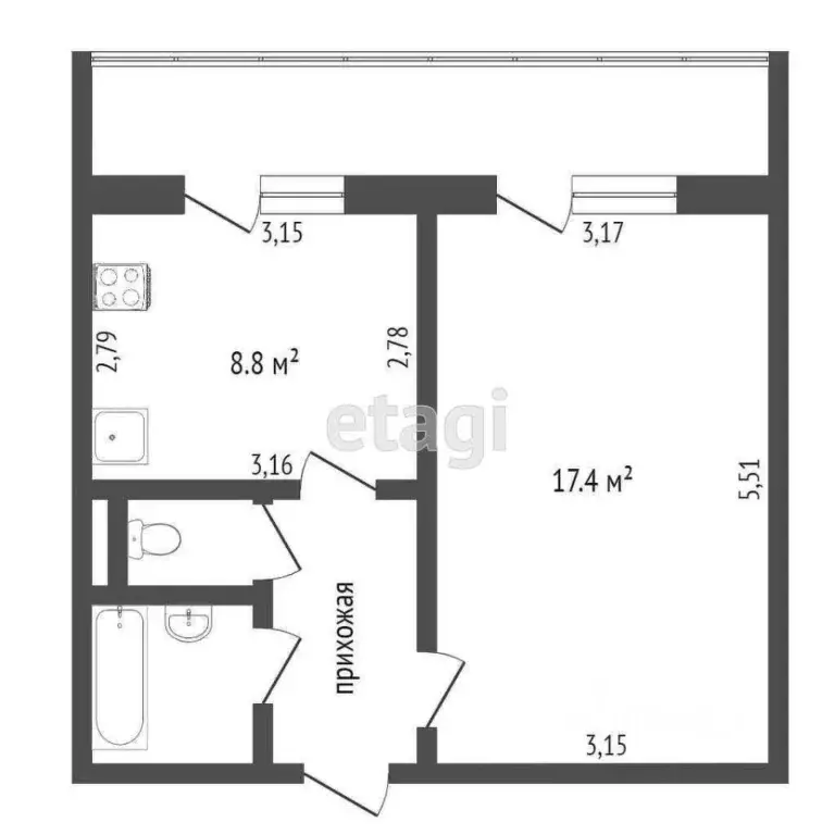 1-к кв. Белгородская область, Белгород ул. Есенина, 40 (34.0 м) - Фото 2