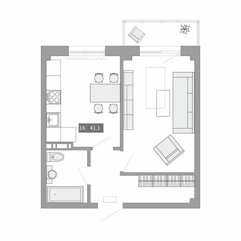 1-комнатная квартира: Артём, улица Острякова, 37А (41.1 м) - Фото 0